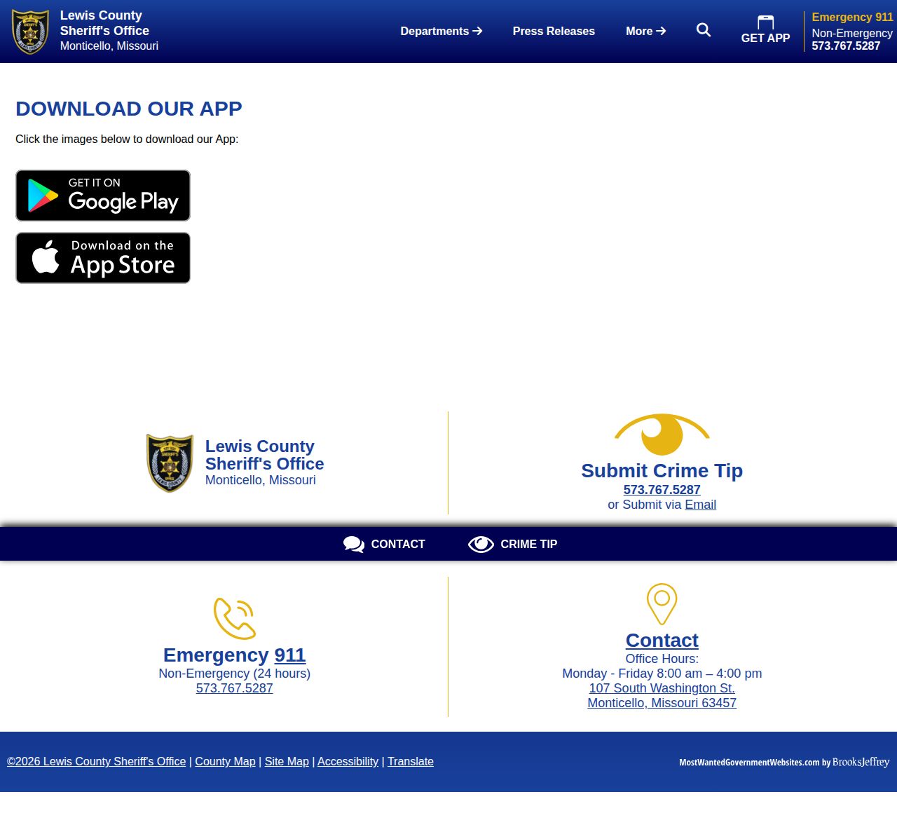 Lewis County Sheriff app access for 24-hour release information